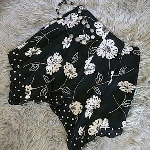 Jones New York Skirt Black White Asymmetrical Mini